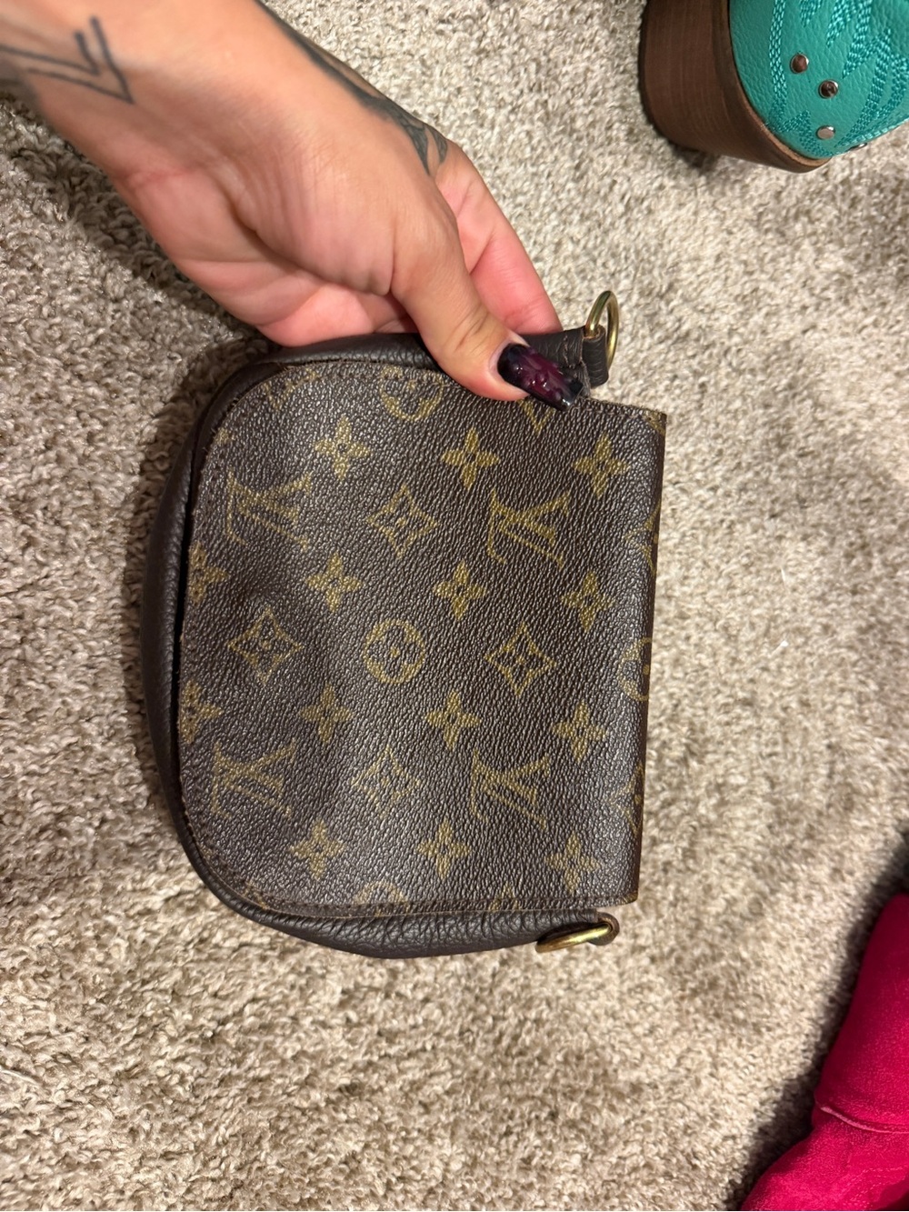 Vintage BoHoLouis Vuitton Brown Monogram Crossbody Pouch with Gold Hardware